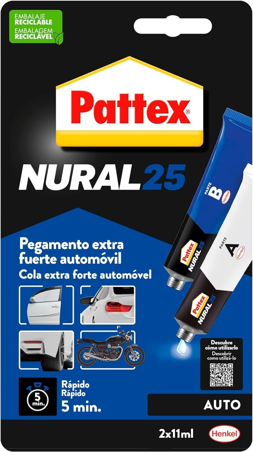 61YPd3p5dQL._SL1500_.jpg Pattex Nural 25 - Pegamento extra fuerte para coche (2 x 11 ml)