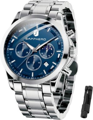 BENYAR Reloj Hombre Cronógrafo — esfera azul y acero