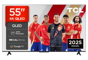 TCL 55T69C Televisor 55 Pulgadas QLED 4K Smart TV, 120Hz, Dolby Vision y Atmos, Google TV