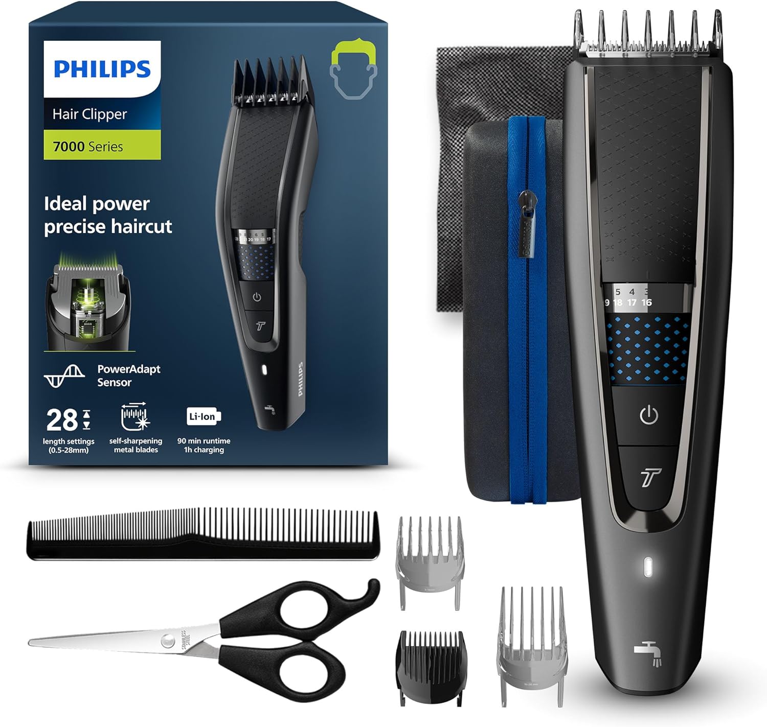 Cortapelos Philips con cuchillas de titanio, 90 min sin cable