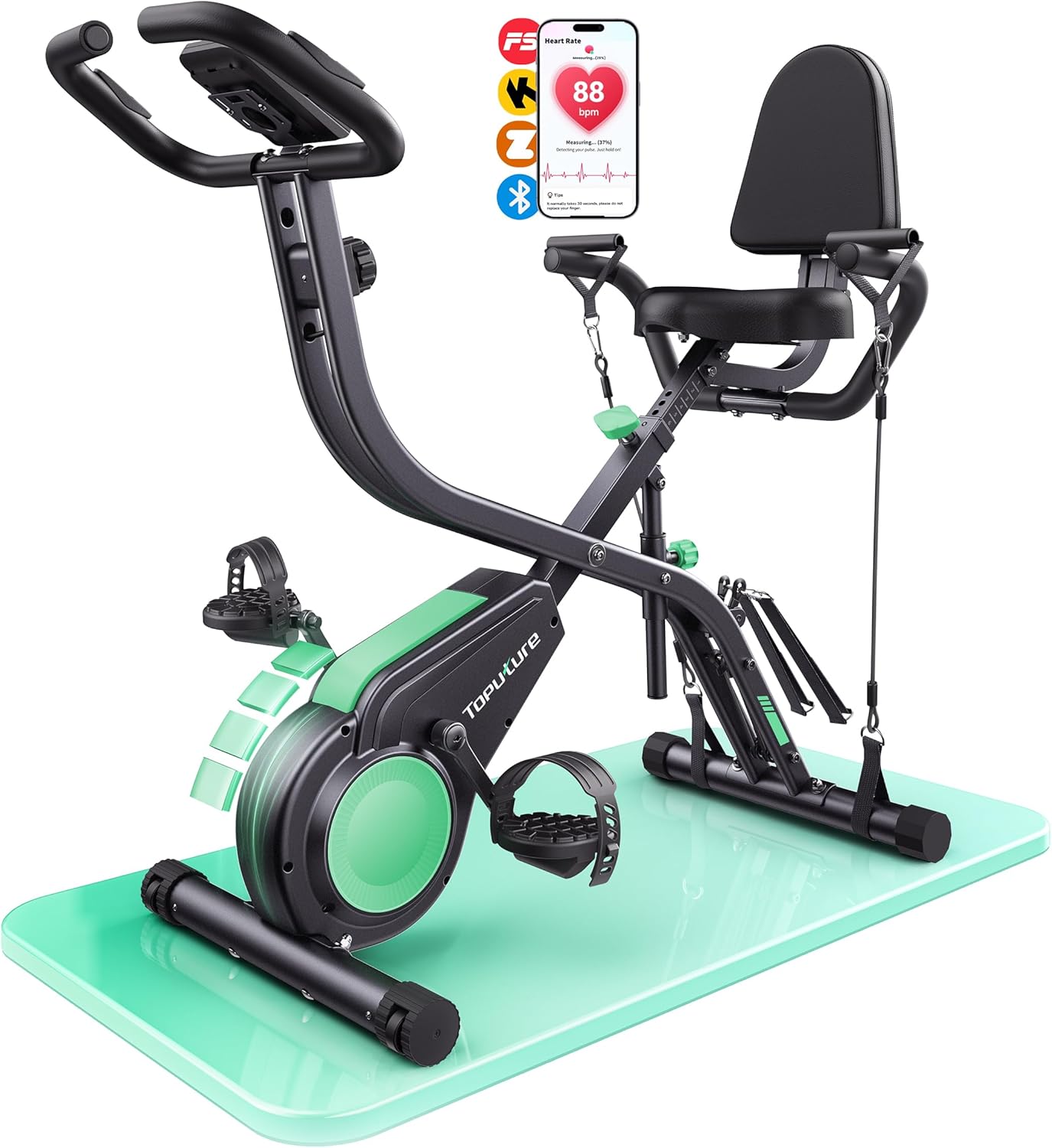 Bici estática plegable 5 en 1 con app, 16 niveles