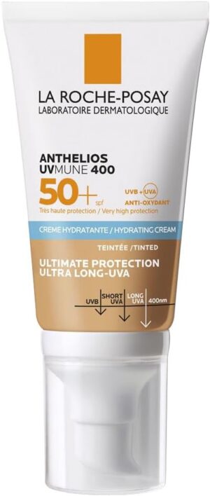 La Roche Posay Crema Hidratante SPF50+, Protección Alta, Resistente al Agua, Combate el Fotoenvejecimiento, Textura Ligera, Anthelios UV-MUN