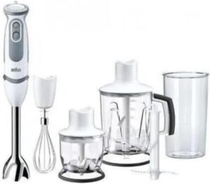 Braun Minipimer 5245 Batidora de Mano, 1000 W, 21 Velocidades, Función Turbo, Anti-Salpicaduras, Powerbell Plus, Vaso Medidor, Varillas, Minipicadora, Batidora de Vaso, Cuchilla Picar Hielo, Blanco