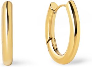 SINGULARU - Pendientes Samba. Acero con Acabado en Baño Oro de 18Kt. Minimalistas de Aro c