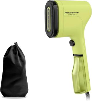 Rowenta Pure Pop - Plancha de vapor vertical de 1300 W con salida de vapor de hasta 20 gr/min que plancha y purifica, elimina pelusas y pelo, cabezales reversibles, diseño para viaje, lima DR2025F0