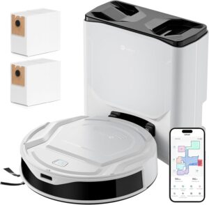 Lefant M210 Plus Robot Aspirador y Fregasuelos, Autovaciado 75 Días, 150min Autonomía, 6000Pa Succión, Obstáculos 190° PSD, Mapeo Láser ToF,