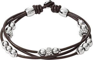 Fossil Pulsera Mujer Acero Inoxidable y Cuero