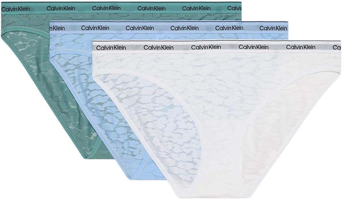 Calvin Klein Pack de 3 Braguitas Tipo Bikini con Encaje para Mujer