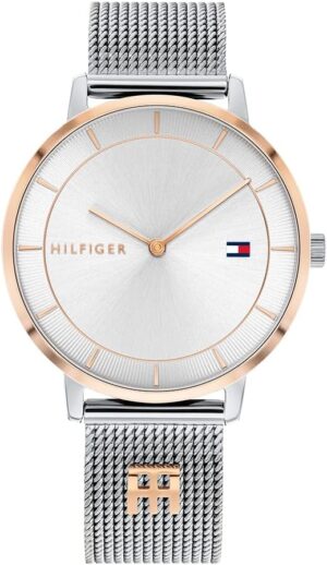 Tommy Hilfiger Reloj Analógico de Cuarzo para Mujer, Correa de Malla de Acero Inoxidable
