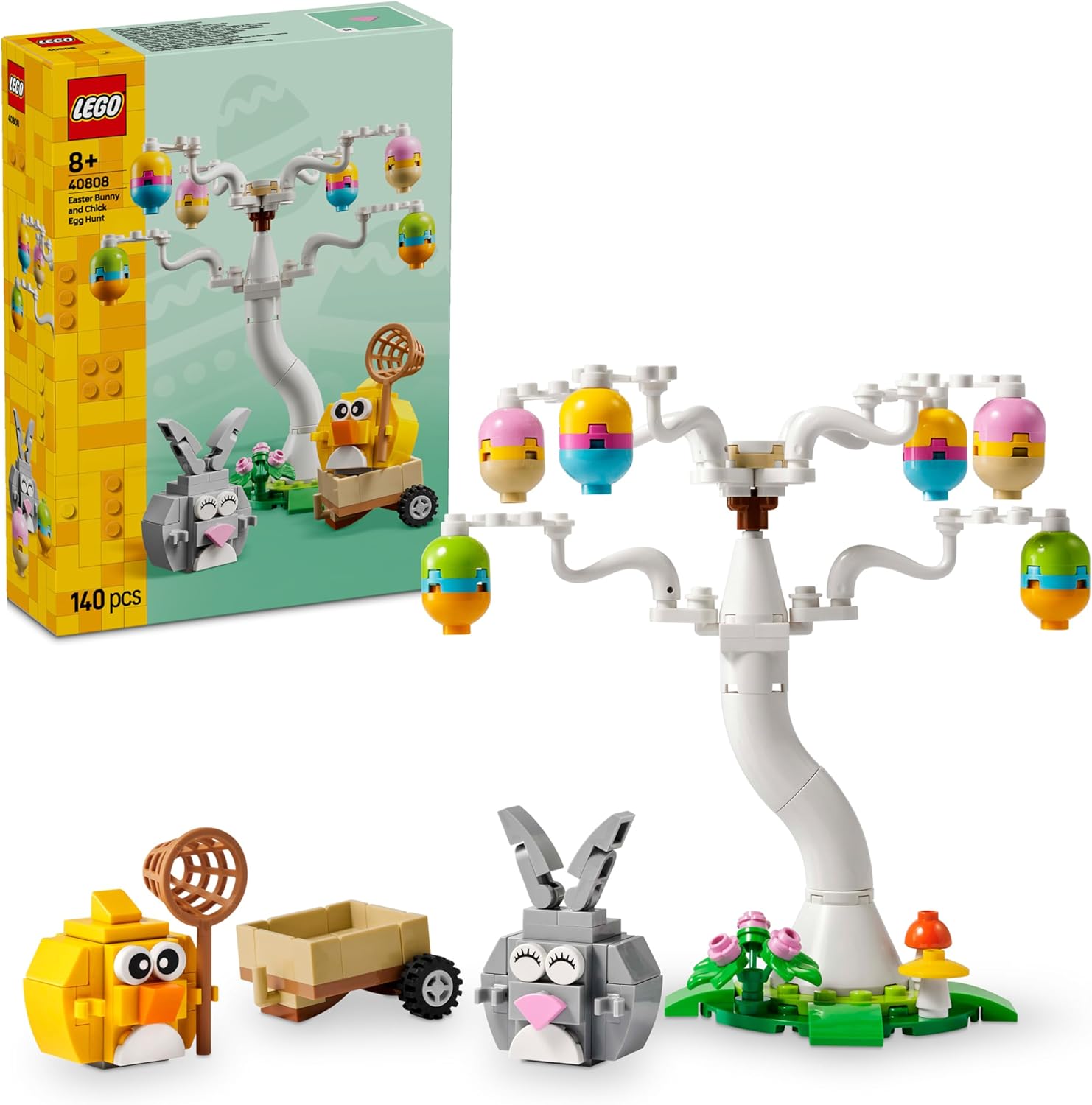 LEGO Búsqueda de Huevos de Pascua del Conejo y el Pollito - Figuras de Animales Inc. Conejo y Pájaro - Manualidades de Pascua para Niños - Regalos para Niñas y Niños de 8+ Años - 40808