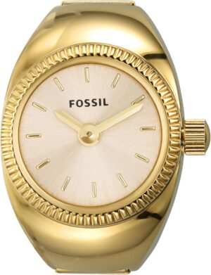 Fossil Reloj Ring para Mujer, Movimiento de Cuarzo a Dos Agujas con Correa de Acero Inoxid