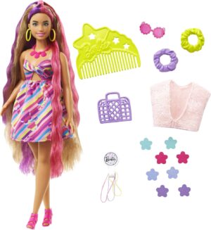 Barbie Totally Hair Flor - Muñeca con Accesorios