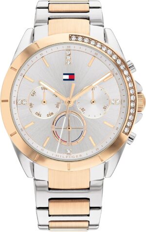 Tommy Hilfiger Reloj Analógico de Cuarzo Multifunción para Mujer, Correa de Acero Inoxidable