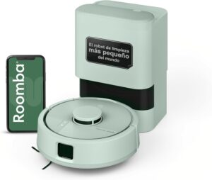 iRobot Roomba Mini Robot Aspirador y Friegasuelos con Base AutoEmpty (hasta 90 días), Navegación LiDAR, Aspiración 7000Pa, Diseño Compacto para Espacios Reducidos, App, Mopas perfumadas, Verde