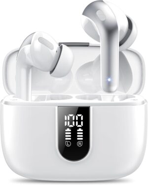 Auriculares Inalámbricos Bluetooth, Auriculares Bluetooth 5.3, 4 Mic con Reducción de Ruido ENC, 50H con Graves, Cascos Inalambricos Bluetoo