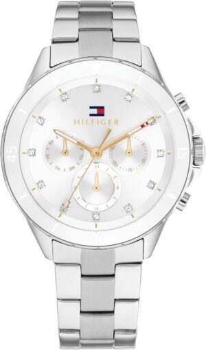 Tommy Hilfiger Reloj Analógico de Cuarzo Multifunción para Mujer, Correa de Acero Inoxidable