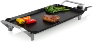 Princess 103110 Table Chef Premium XL, 46 x 26 cm, Plancha grande para cocinar sin aceite de aluminio fundido con revestimiento antiadherente, Asas frías al tacto, Termostato regulable, 2500 W