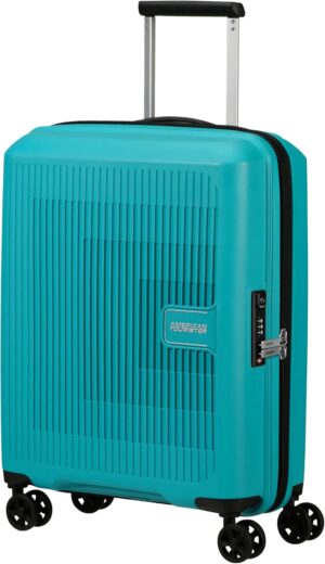 American Tourister Aerostep - Spinner S, Equipaje de Mano Ampliable, 55 cm, 36/40 L, Turquesa (Turquesa tónica)