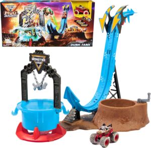 Monster Jam - DESAFIO Barro Y Agua Dalmatian Dunk Y Coche Monstruo Exclusivo Que Cambia DE Color Escala 1:87-6072014 - Coches para Niños - Juegos Infantiles - Juguetes Niños 3 años +