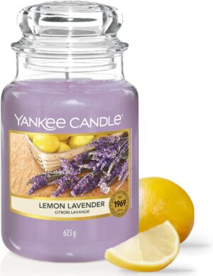 Yankee Candle vela perfumada | Lemon Lavender vela en tarro grande | Velas de larga duraci