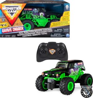 Monster Jam - Coche Teledirigido Grave Digger - Coche RC Grave Digger a Escala 1:24-2.4GHZ hasta 76m - Juguetes Niños 4 Años +