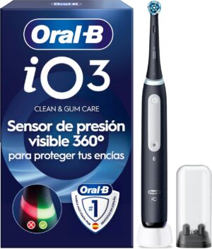 Oral-B iO 3N Cepillo de Dientes Eléctrico con 1 Cabezal, Negro | Cepillo Dental con Sensor de Presión, 3 Modos de Cepillado con Modo Blaqueante, Temporizador y Estuche de Viaje