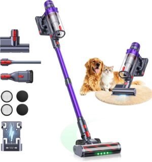 55KPA/650W/70Min(ECO) VAC02 Mejorada Aspiradora sin Cable, Aspiradora Vertical con Cepillo para Colchón, Modo Automático, Cepillo Anti-Enred