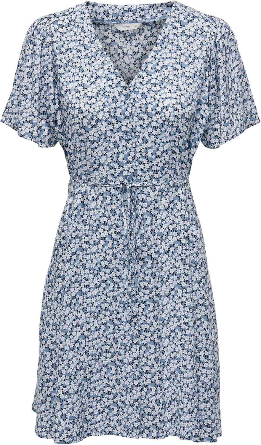 ONLY Vestido Mini Mujer Diseño Veraniego Estampado Vestido Blusa Corto Manga Ropa