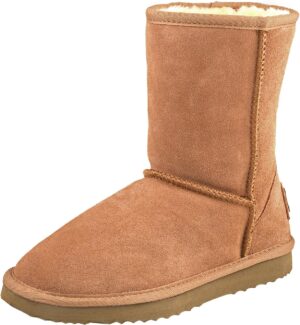 Shenduo Mujer Invierno Media Caña Botas de Nieve Clásico | Forradas de Piel Cálido Material Cuero Botas para Clima Frío
