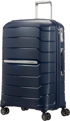 Samsonite Flux - Spinner M, Maleta expandible, 68 cm, 75/85 L, Azul Marino (Navy Blue)