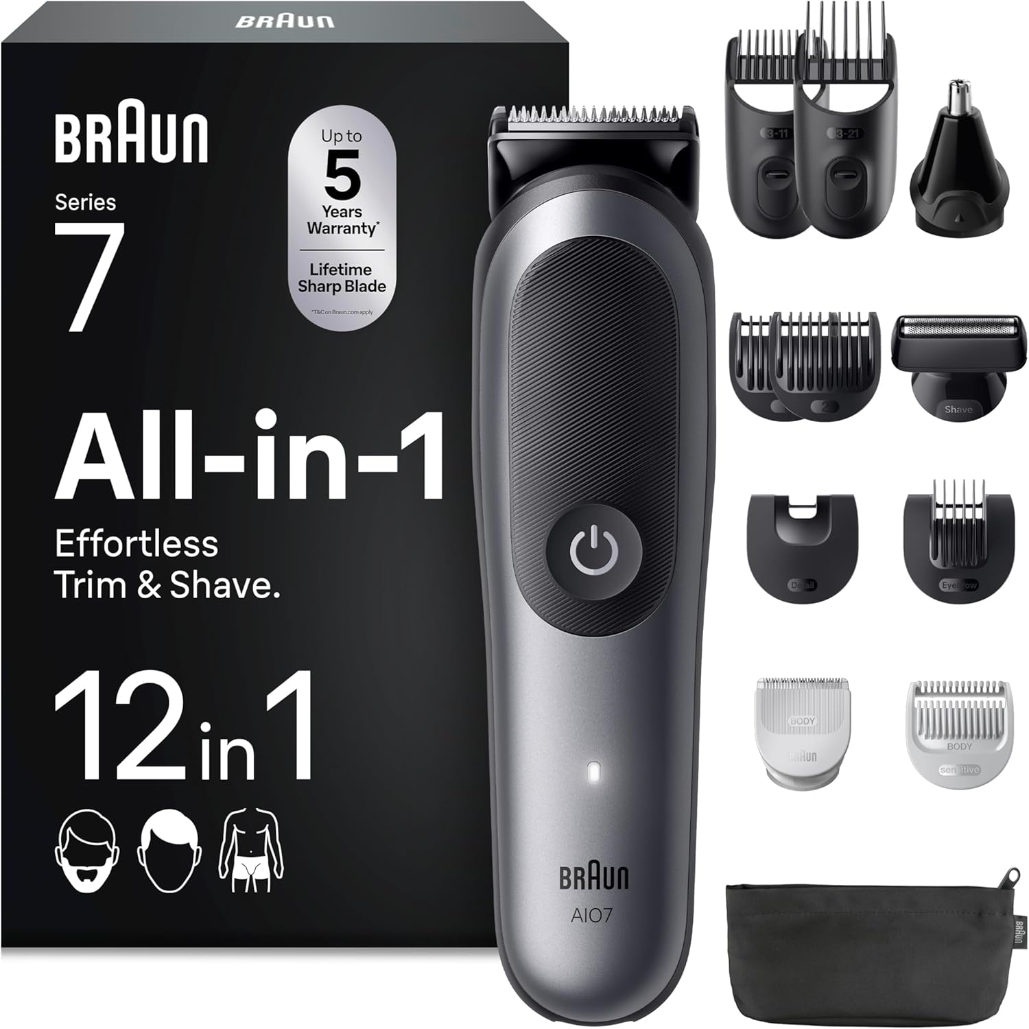 Braun Recortadora Todo En Uno Series 7, AIO7545, Gris