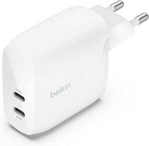 Belkin Boost Charge Cargador de Pared Doble USB-C PPS 60 W, Carga Rápida | Enchufe USB PPS,