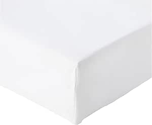 Amazon Basics sábana bajera blanca de microfibra, 150 x 200 x 30 cm