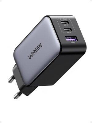 UGREEN Nexode 65 W Cargador USB C Carga Rápida Múltiple Puertos (Gris) | 3 Puertos PD 3.0 PPS 25 W