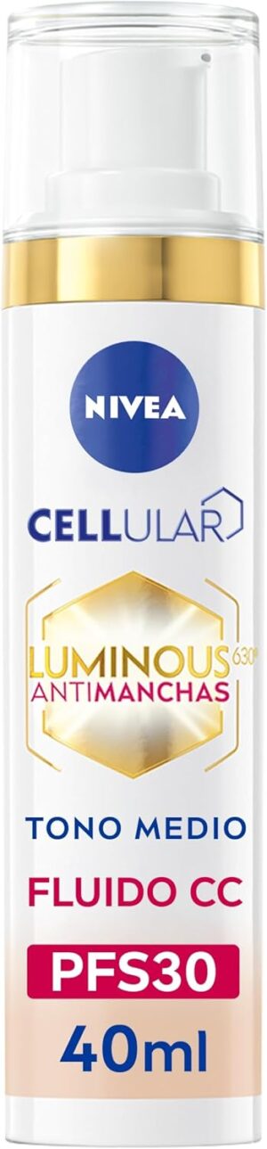 NIVEA Cellular Luminous630 - Fluido CC Antimanchas SPF30 3-en-1 - CC Cream Triple Acción - Cubre y
