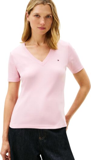 Tommy Hilfiger Camiseta de Manga Corta Mujer New Slim Cody V-Neck Cuello de Pico
