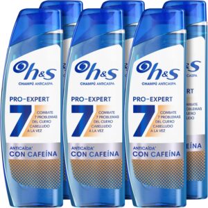H&S Pro-Expert 7 Champú Anticaspa Anticaída con Cafeína 6x300ml