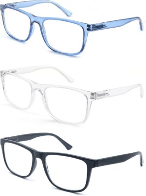 MODFANS Pack de 3 gafas de lectura unisex, graduación +1.00
