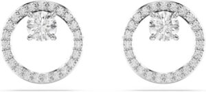 Swarovski Constella Pendientes de botón, talla redonda, baño de rodio