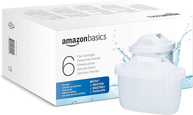 Amazon Basics pack de 6 cartuchos filtrantes compatibles con jarras BRITA