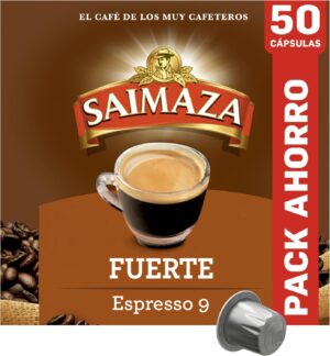 Saimaza Café Fuerte Intensidad 9 50 Cápsulas Compatibles con Nespresso