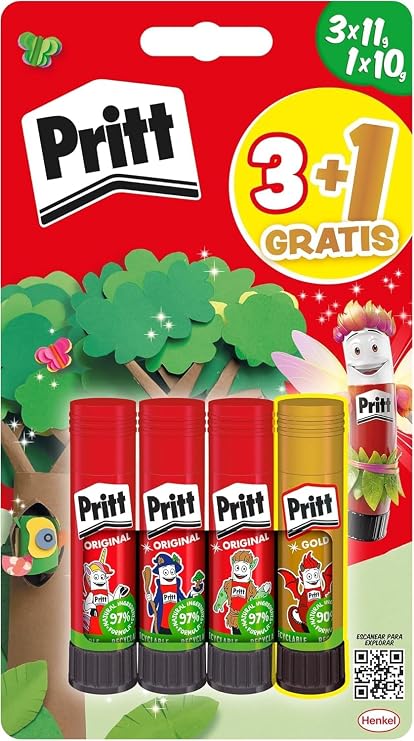 Pritt Stick Original pack de 4 barras de pegamento de 11 g