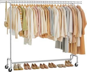 SONGMICS Burro de ropa con ruedas, extensible de 160 a 200 cm