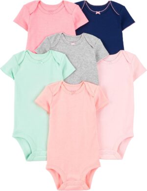 Simple Joys by Carter's pack de 6 bodies manga corta bebé niña