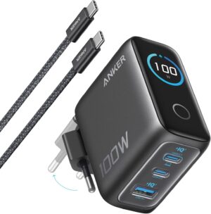 Anker Cargador Carga Rapida USB C 100 W con 3 Puertos GAN