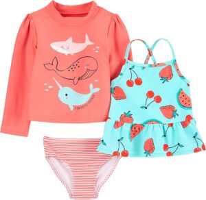 Simple Joys by Carter's conjunto de 3 piezas rashguard niña