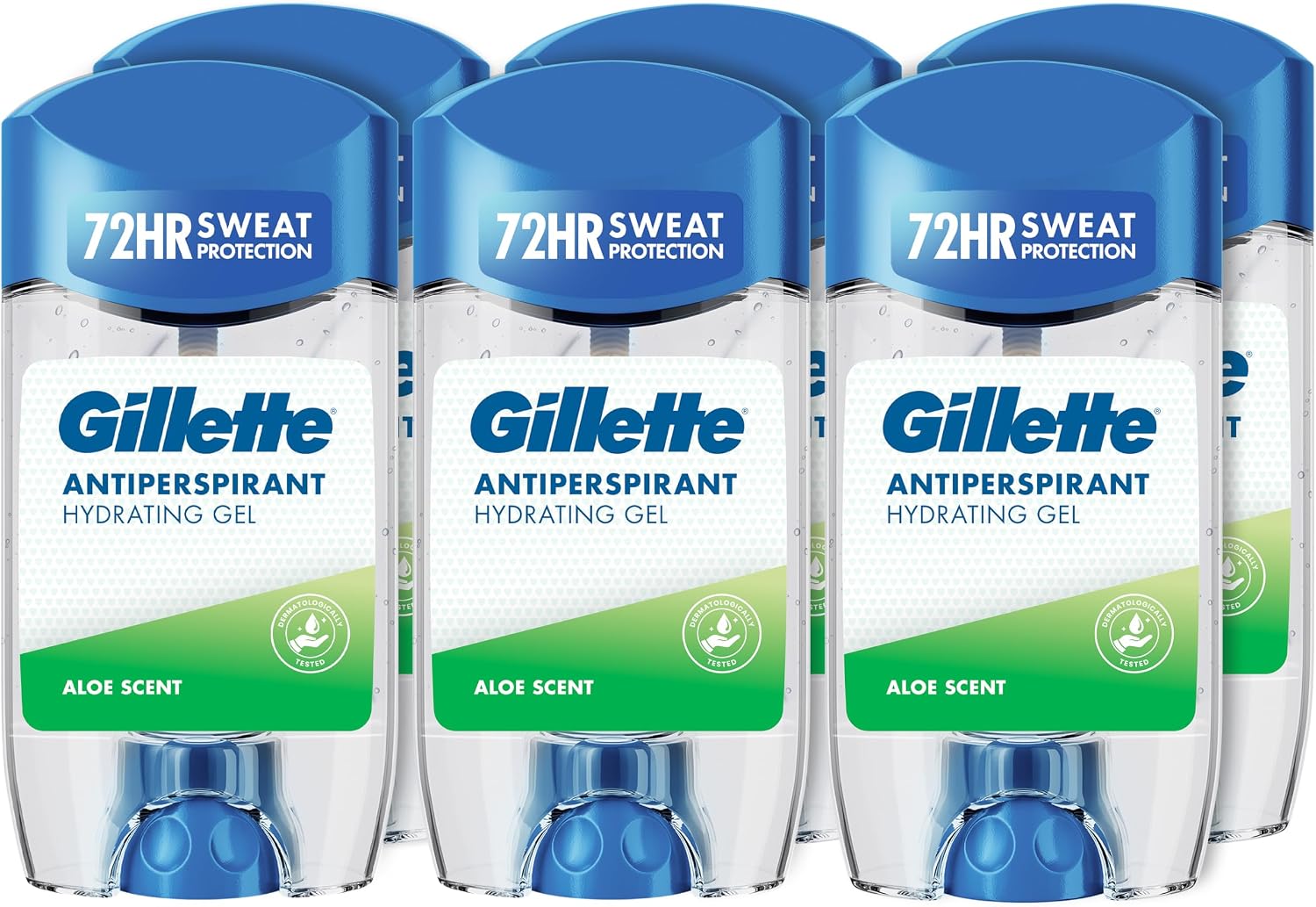Gillette Clear Gel Aloe Antitranspirante y Desodorante Hombre, 6x70 ml