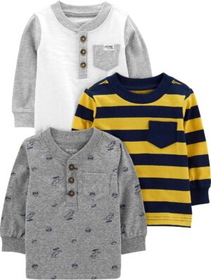 Simple Joys by Carter's Camisetas Nino, pack, rayas amarillas