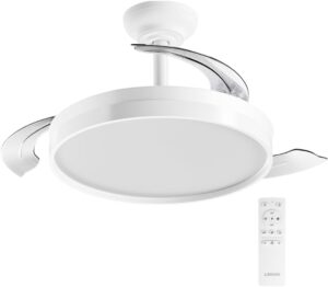 LEDUNI Ventilador con luz 72 W 7590 lm, invisible y silencioso, con mando a distancia