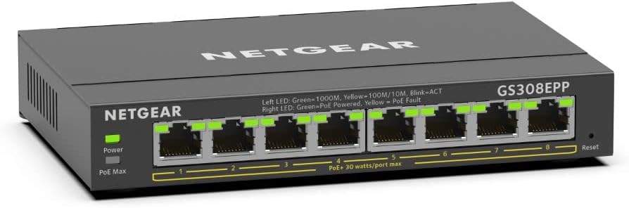 NETGEAR GS308EPP Switch PoE de 8 puertos gestionable, 123 W